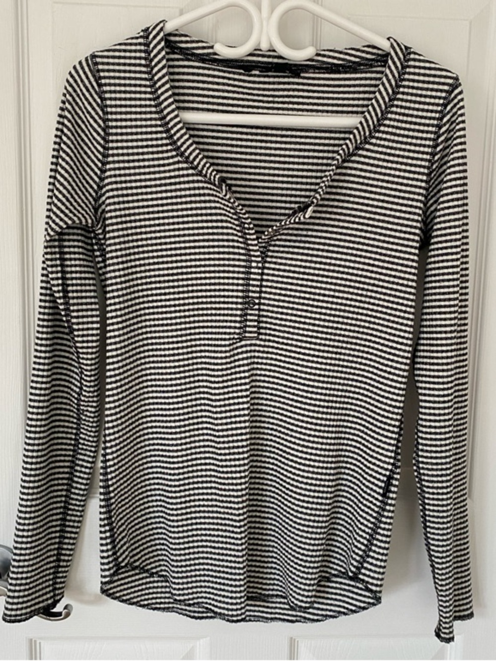 Buffalo David Bitton Black & White Striped Long-Sleeve Henley